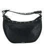 Versace Elegant Black Leather Hobo Shoulder Bag