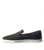 Dolce & Gabbana Blue Suede Caiman Men Loafers Slippers Shoes