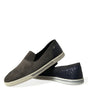 Dolce & Gabbana Blue Suede Caiman Men Loafers Slippers Shoes