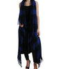 Dolce & Gabbana Black Blue Buffalo Check Poncho Coat Sweater