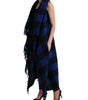 Dolce & Gabbana Black Blue Buffalo Check Poncho Coat Sweater
