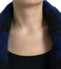 Dolce & Gabbana Black Blue Buffalo Check Poncho Coat Sweater