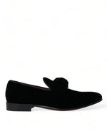 Dolce &amp; Gabbana Elegant Black Velvet Loafers - Men's Luxury Footwear