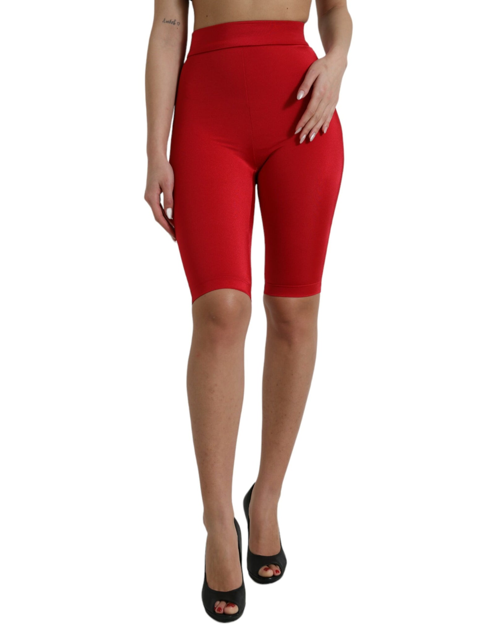 Dolce &amp; Gabbana Chic Red High Waist Leggings Pants