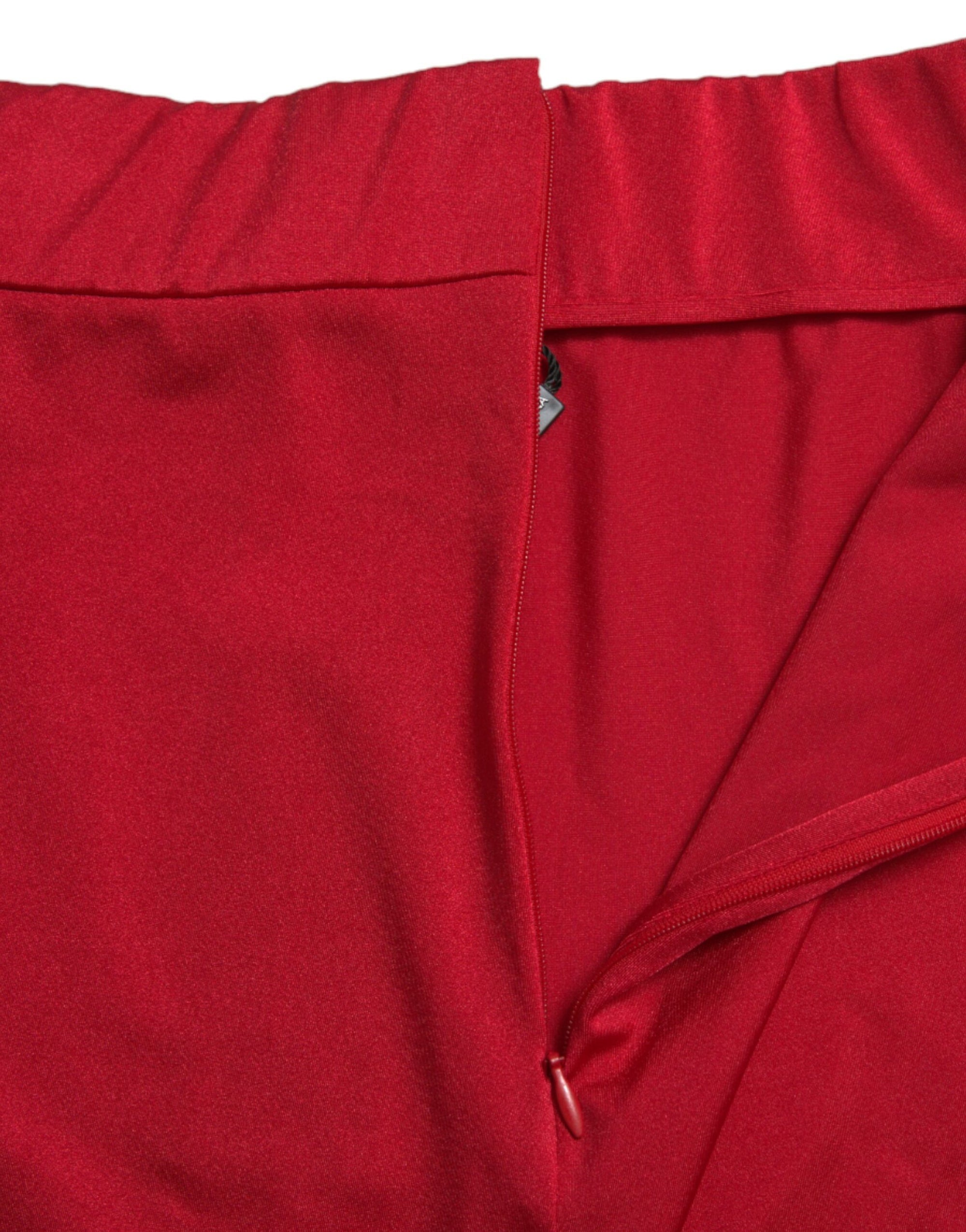 Dolce &amp; Gabbana Chic Red High Waist Leggings Pants