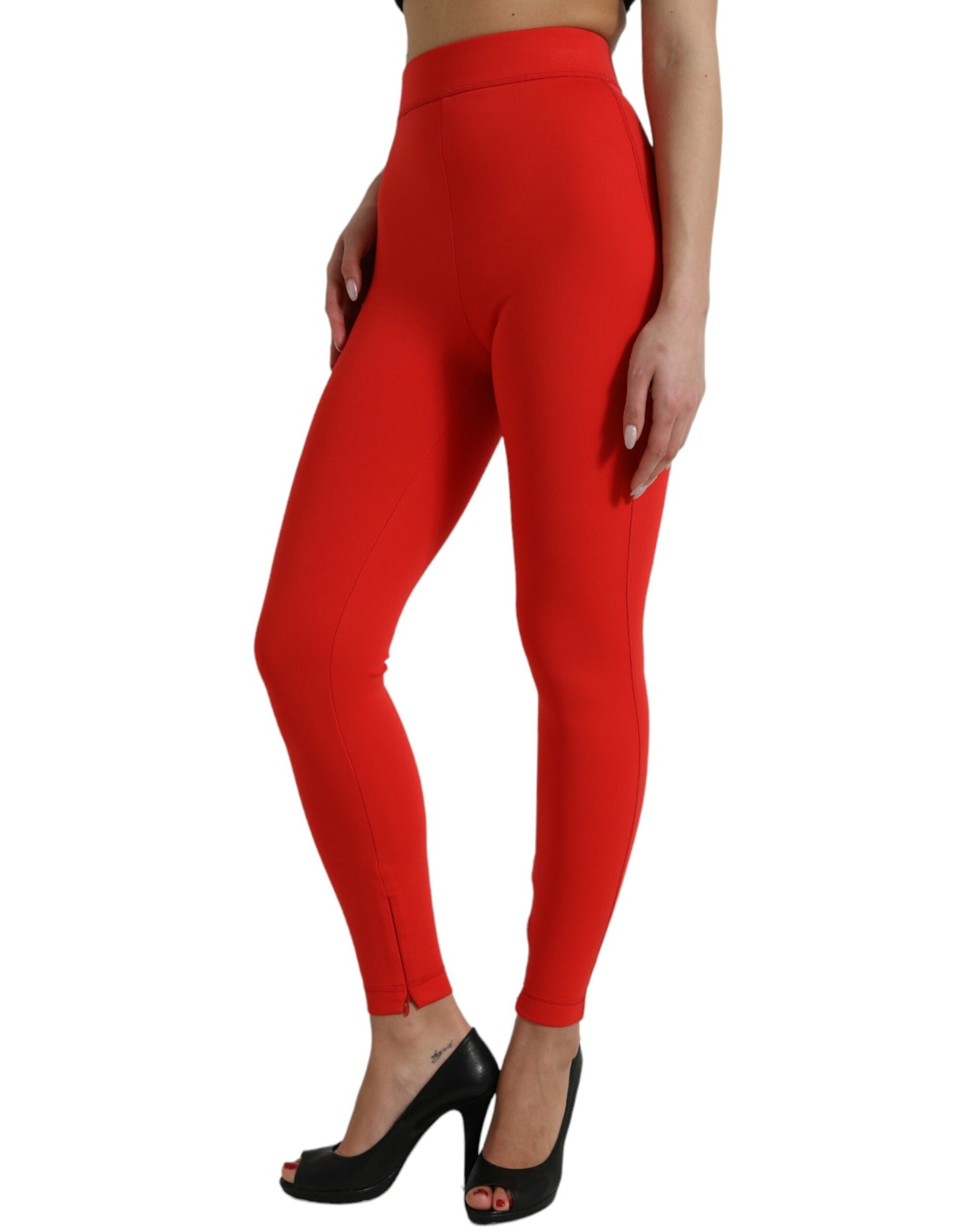 Dolce &amp; Gabbana Elegant High Waist Red Leggings