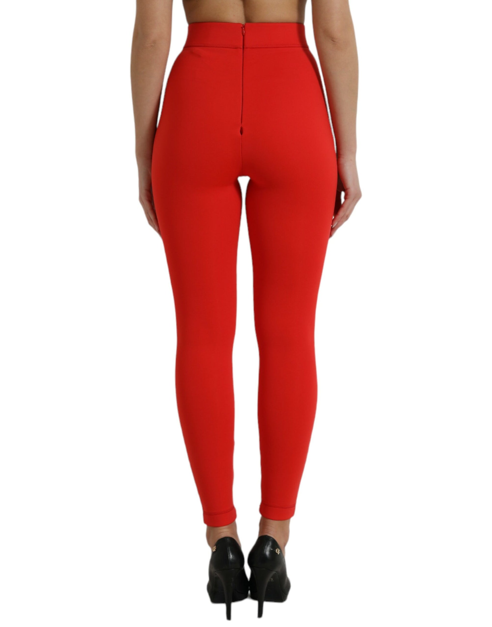 Dolce &amp; Gabbana Elegant High Waist Red Leggings
