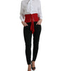 Dolce & Gabbana Red Silk Belt Waist Lace Up Strap Corset