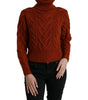 Dolce & Gabbana Brown Wool Knit Turtleneck Pullover Sweater