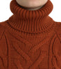 Dolce & Gabbana Brown Wool Knit Turtleneck Pullover Sweater