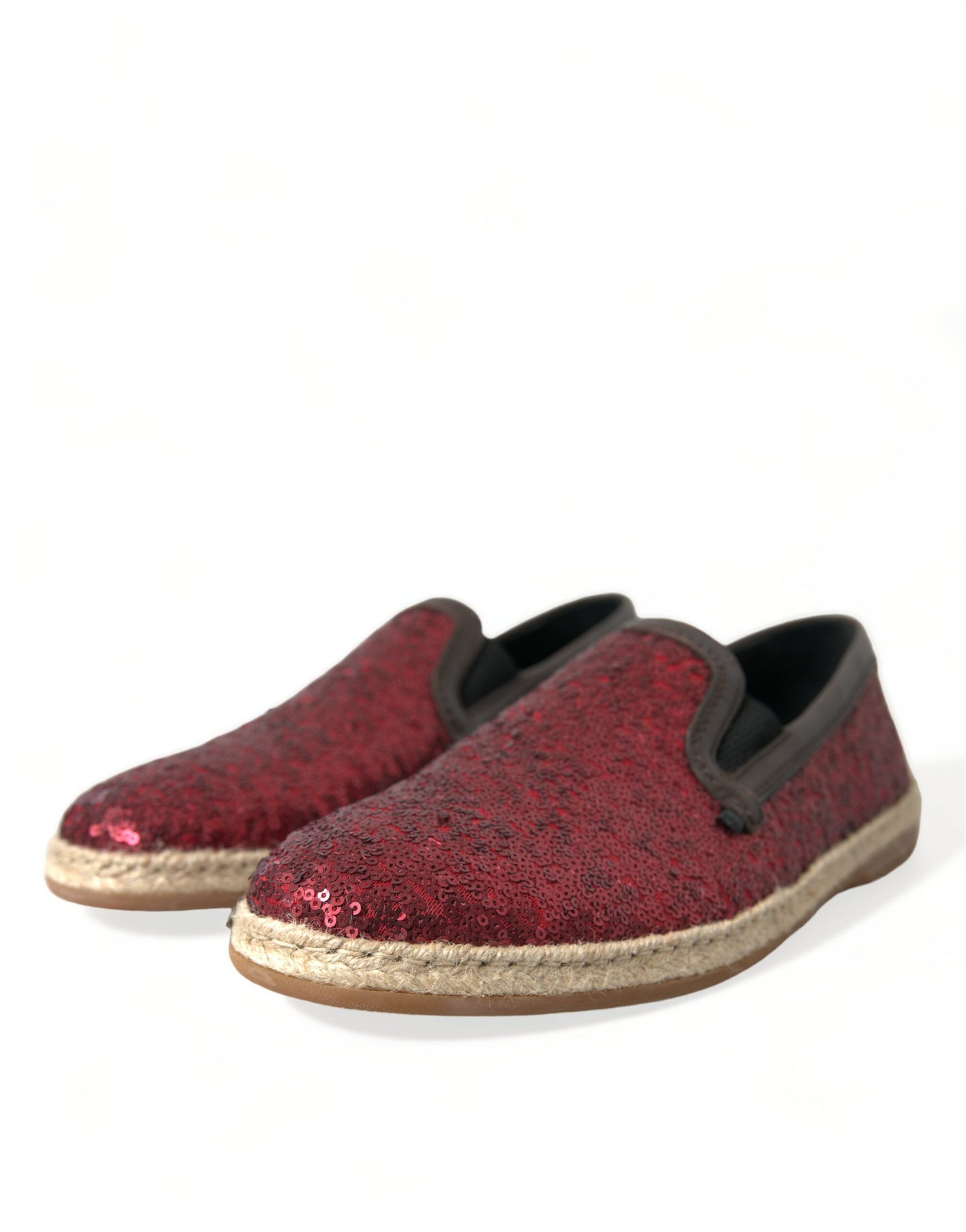 Dolce &amp; Gabbana Red Sequined Leather Loafers