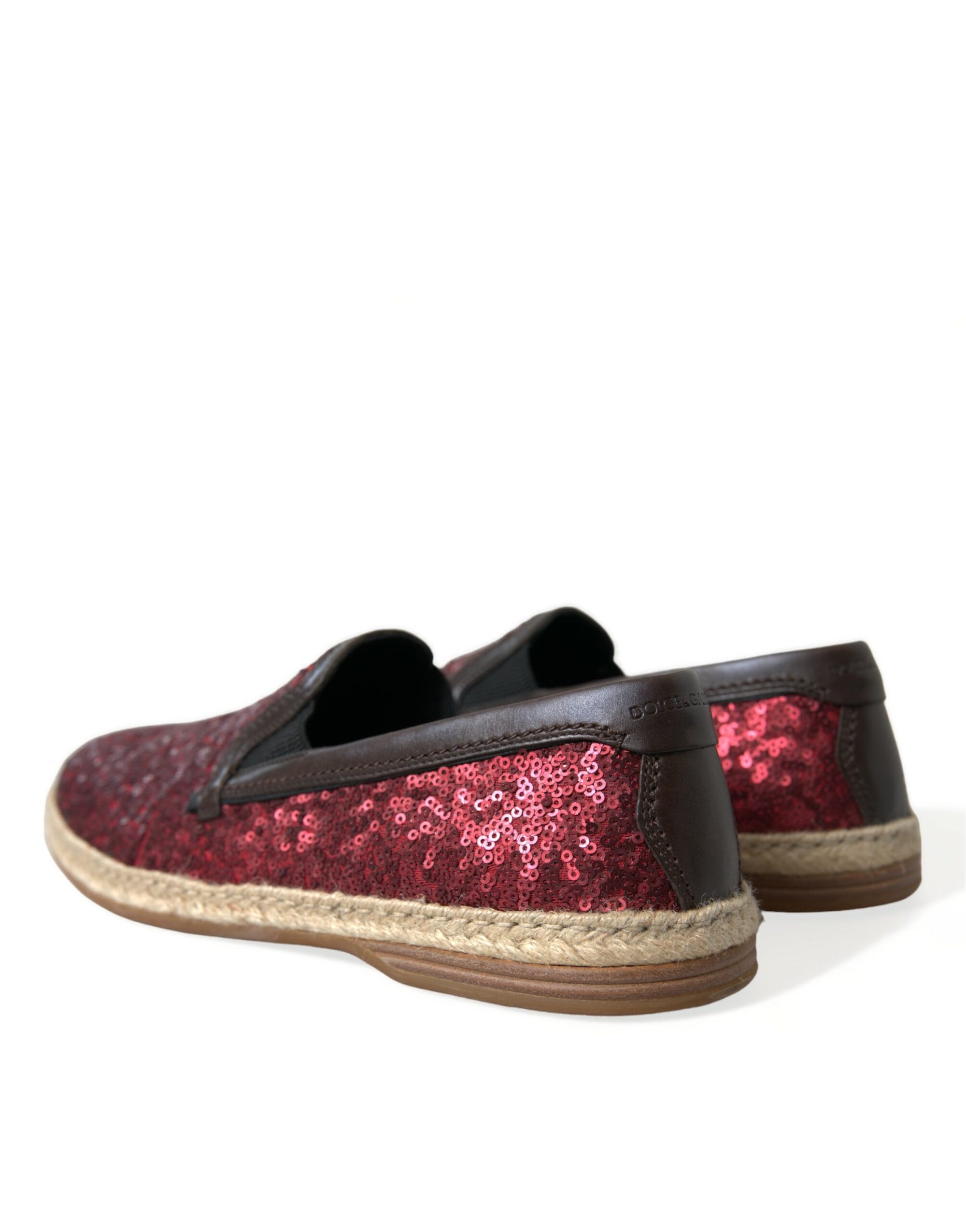 Dolce &amp; Gabbana Red Sequined Leather Loafers