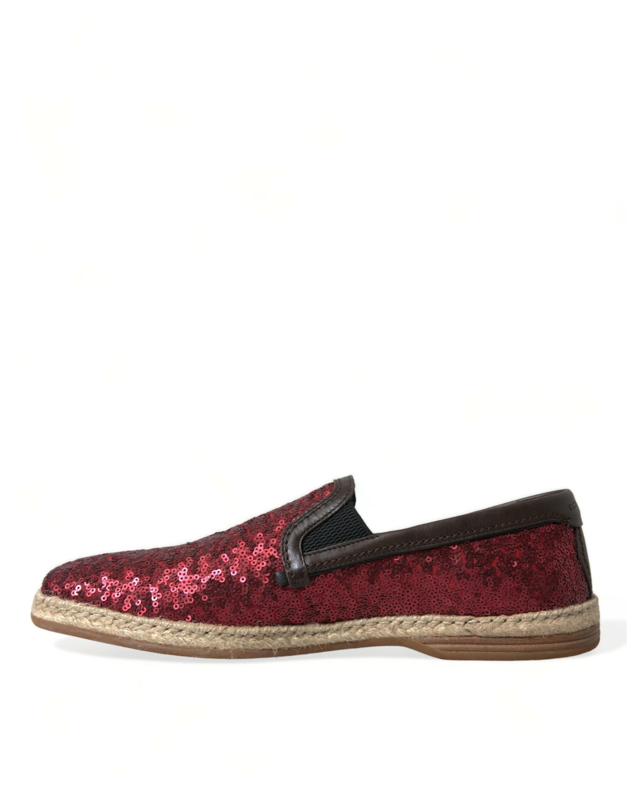 Dolce &amp; Gabbana Red Sequined Leather Loafers