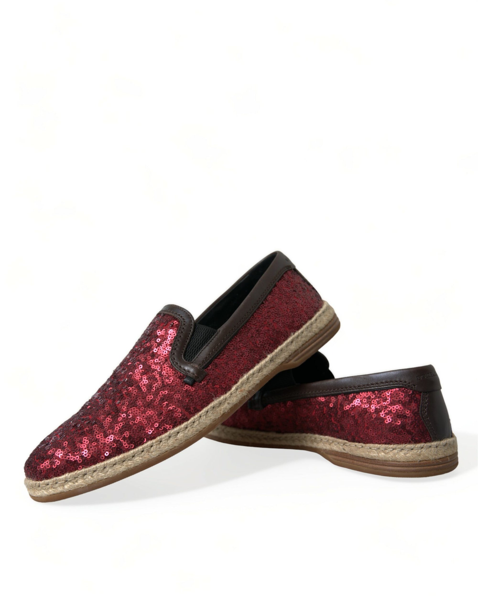 Dolce &amp; Gabbana Red Sequined Leather Loafers