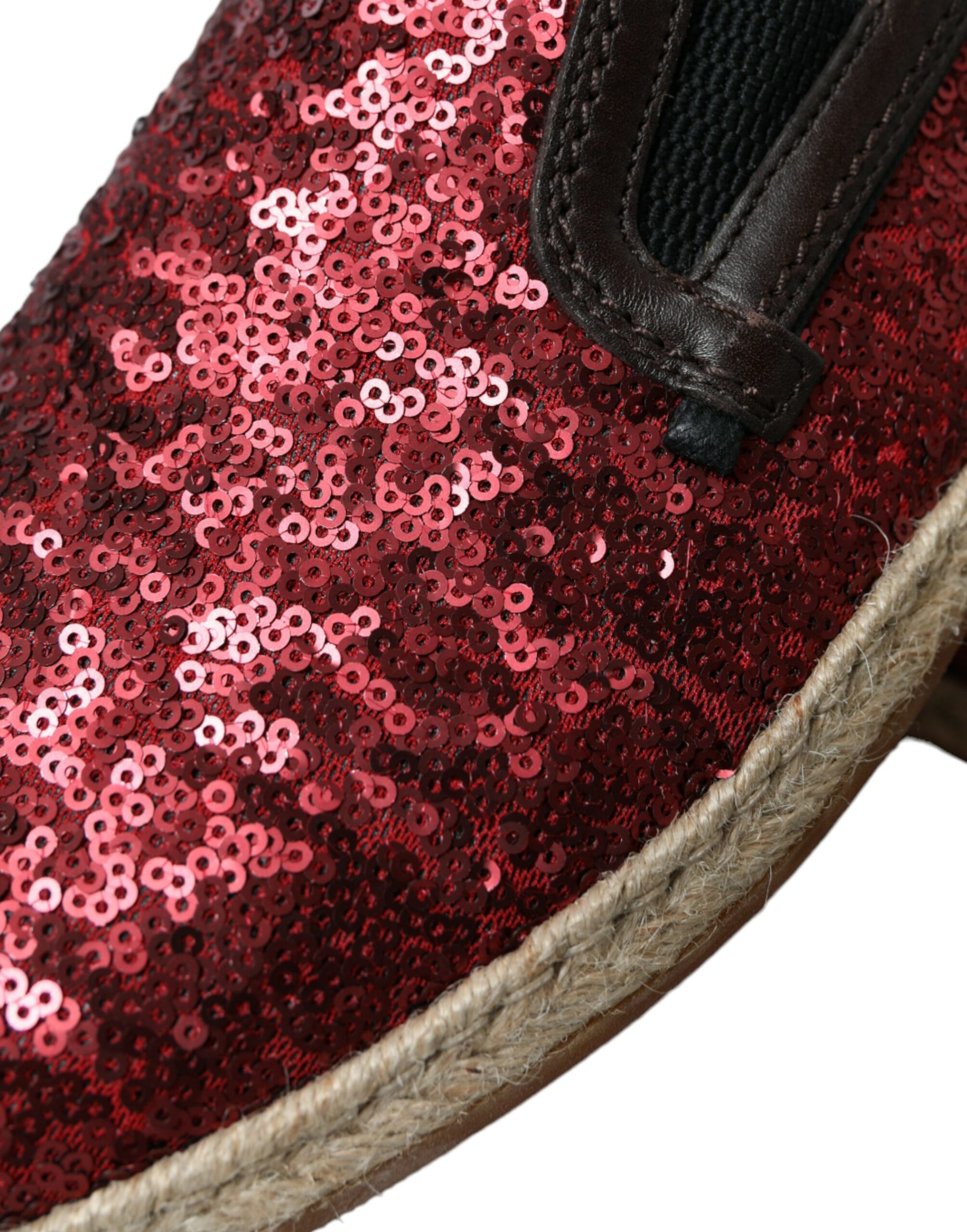 Dolce &amp; Gabbana Red Sequined Leather Loafers