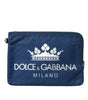 Pochette zippée élégante en nylon bleu Dolce &amp; Gabbana