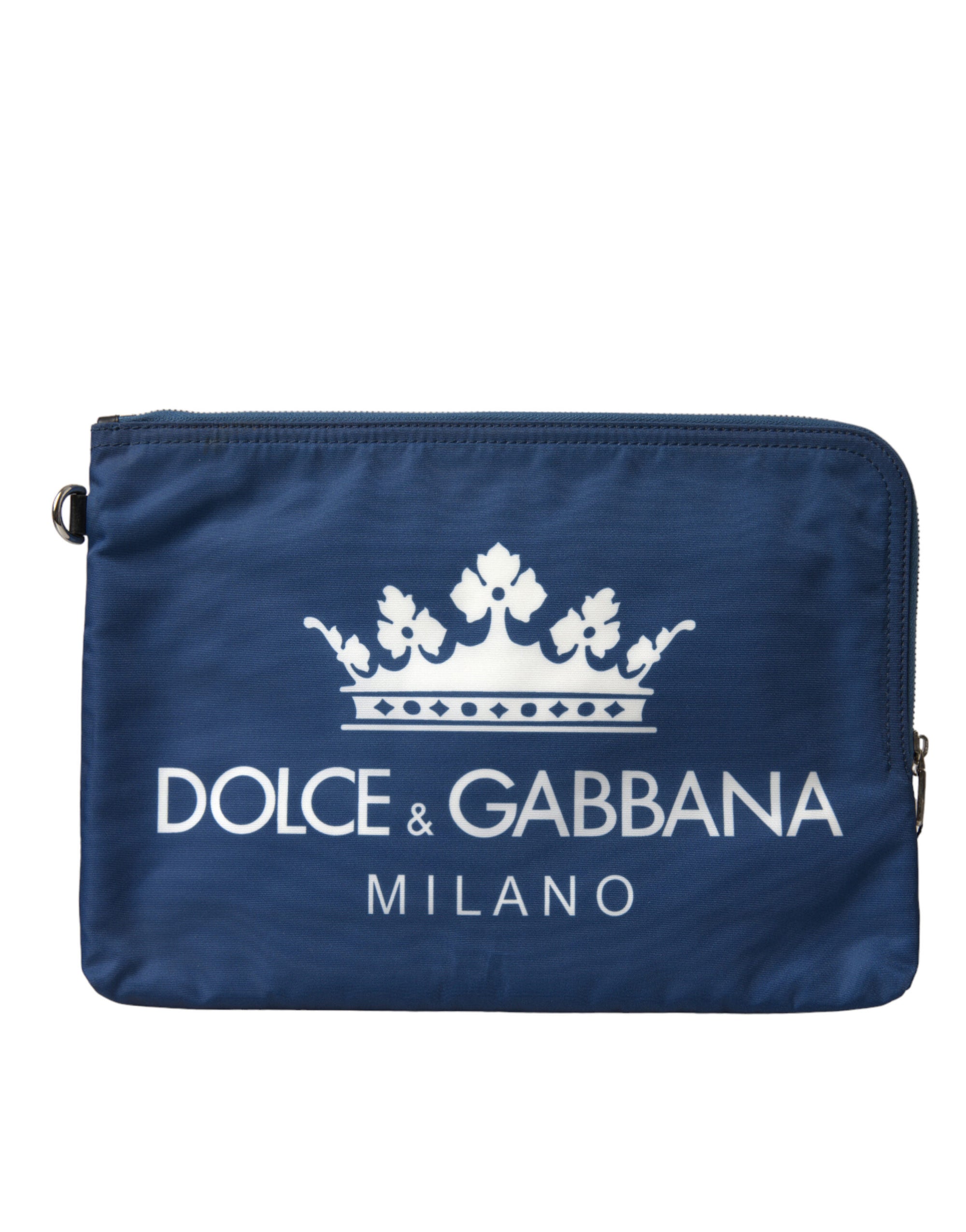 Pochette zippée élégante en nylon bleu Dolce &amp; Gabbana