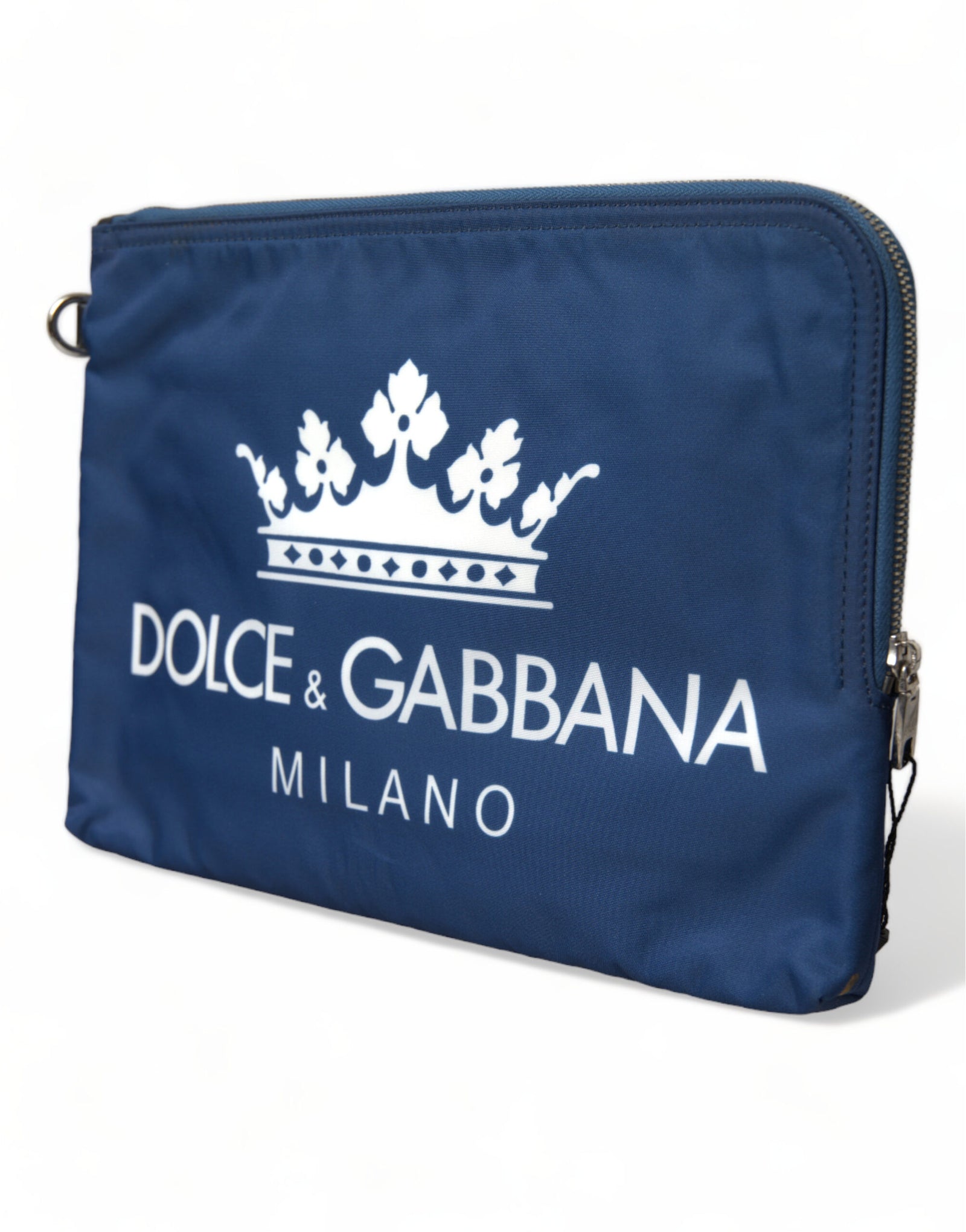 Pochette zippée élégante en nylon bleu Dolce &amp; Gabbana