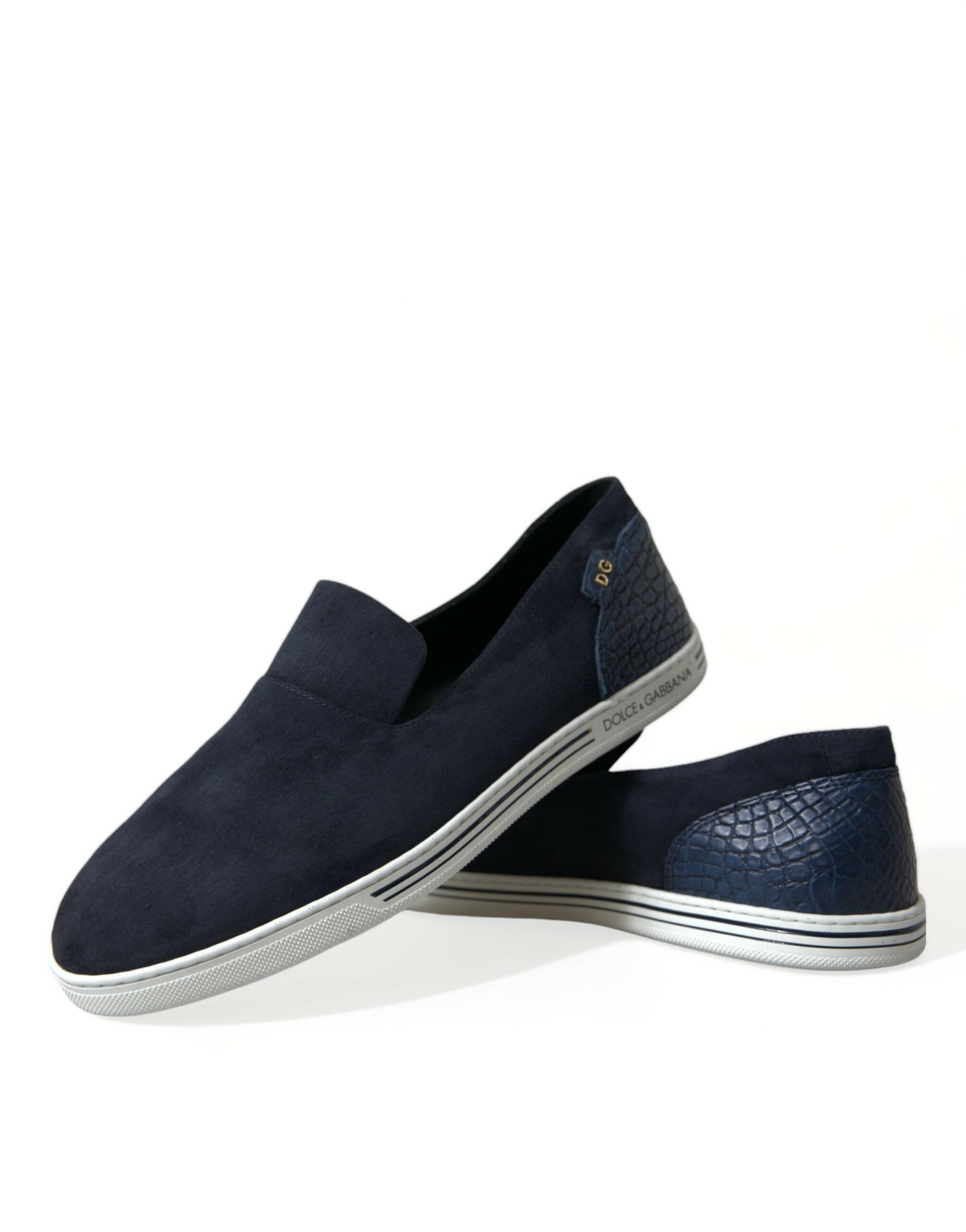 Dolce &amp; Gabbana Elegant Blue Suede Leather Loafers