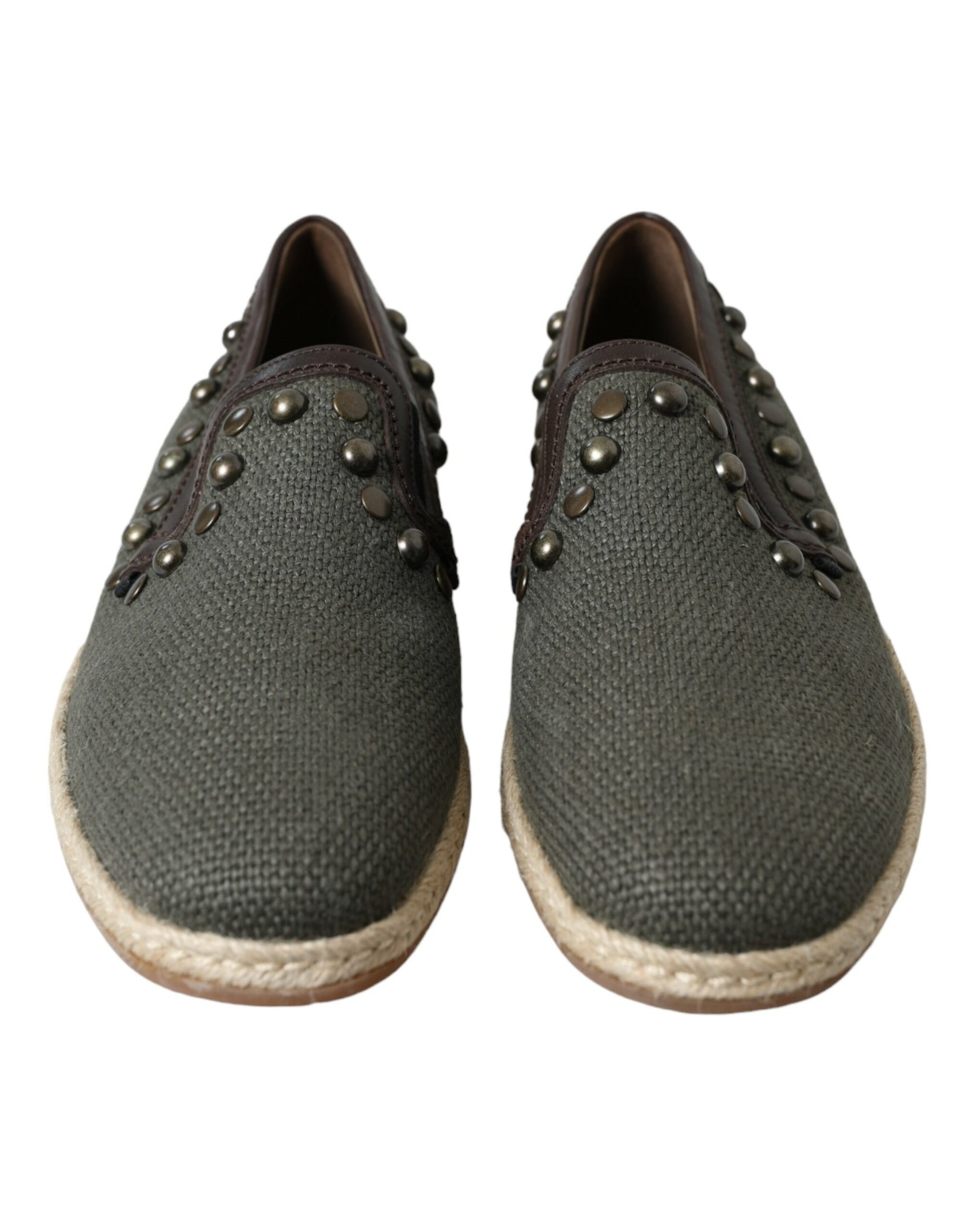 Dolce &amp; Gabbana Studded Canvas Loafer Slipper Shoes