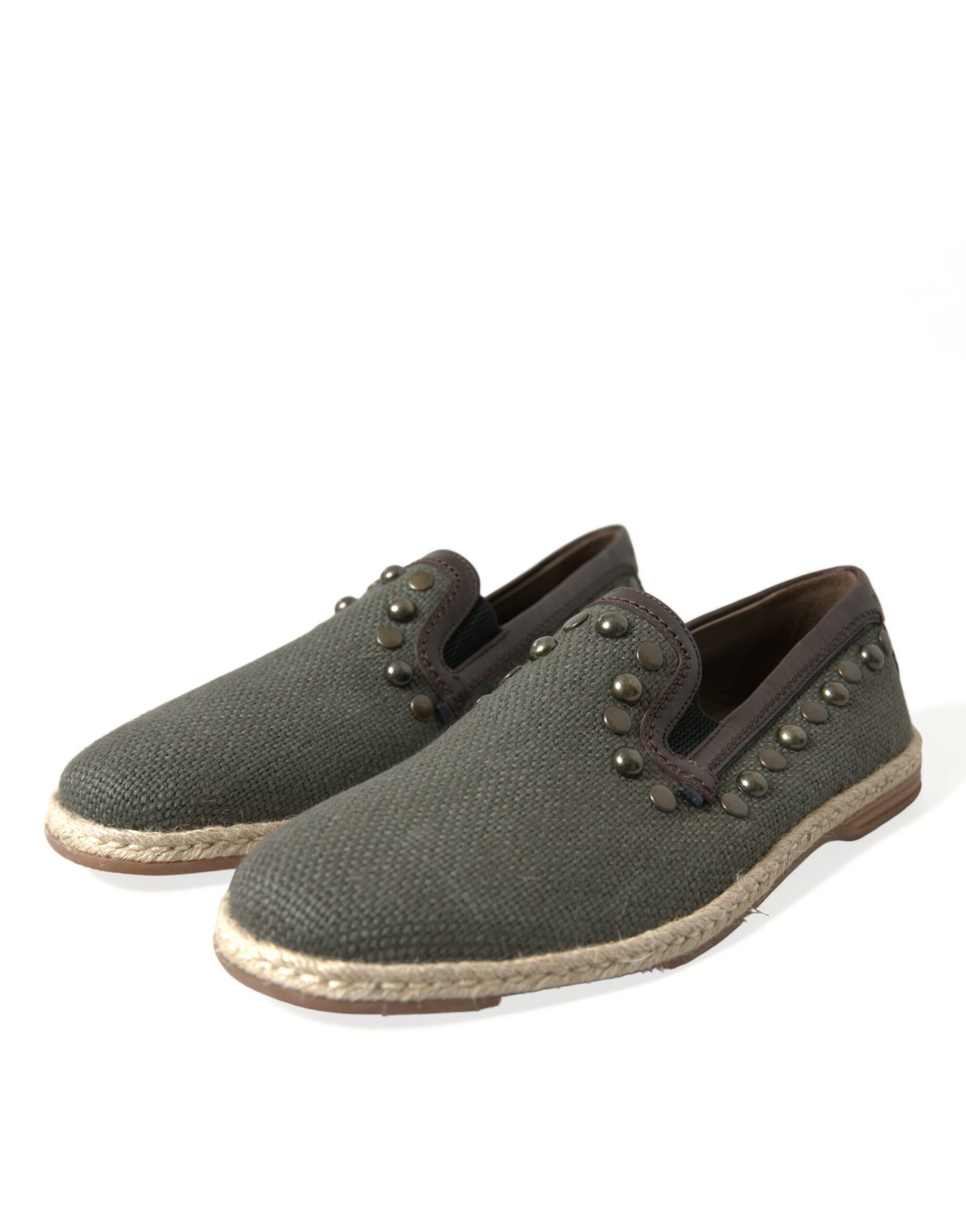 Dolce &amp; Gabbana Studded Canvas Loafer Slipper Shoes