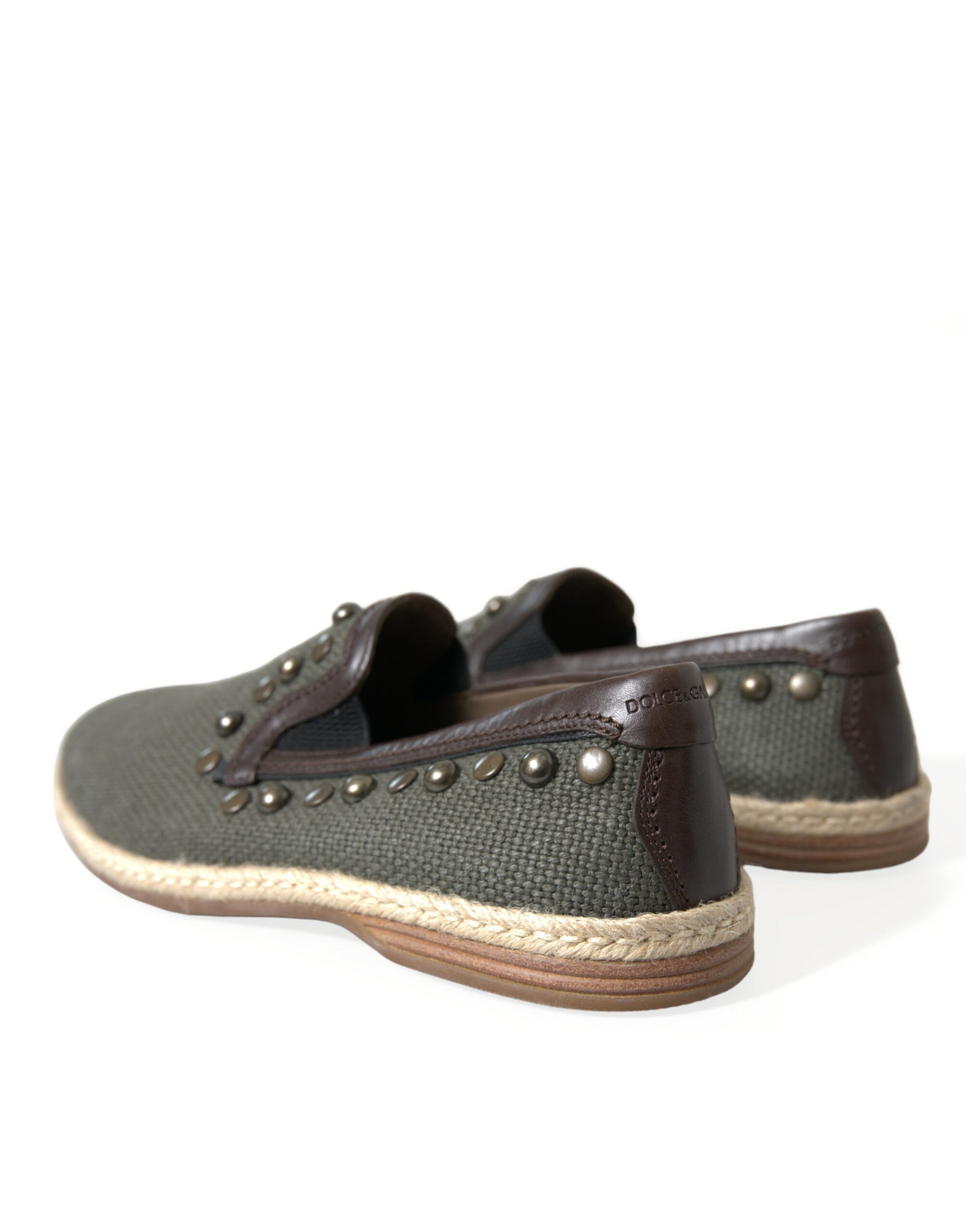 Dolce &amp; Gabbana Studded Canvas Loafer Slipper Shoes