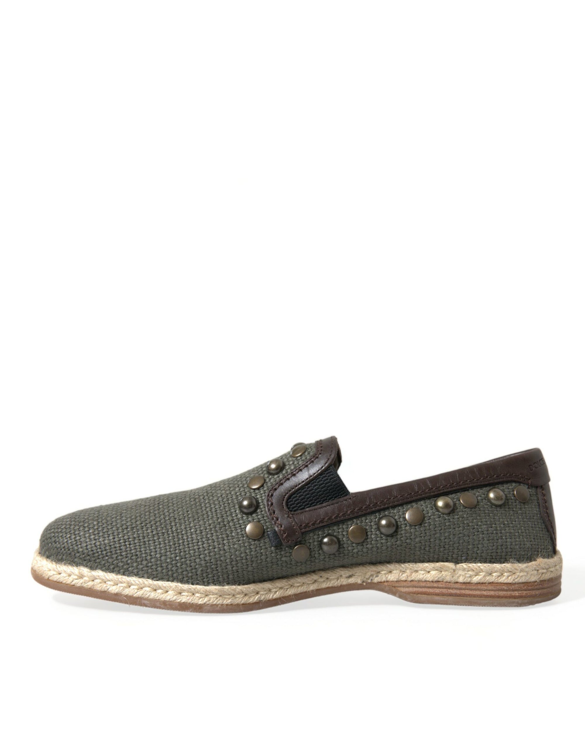 Dolce &amp; Gabbana Studded Canvas Loafer Slipper Shoes