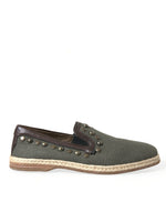 Dolce &amp; Gabbana Studded Canvas Loafer Slipper Shoes