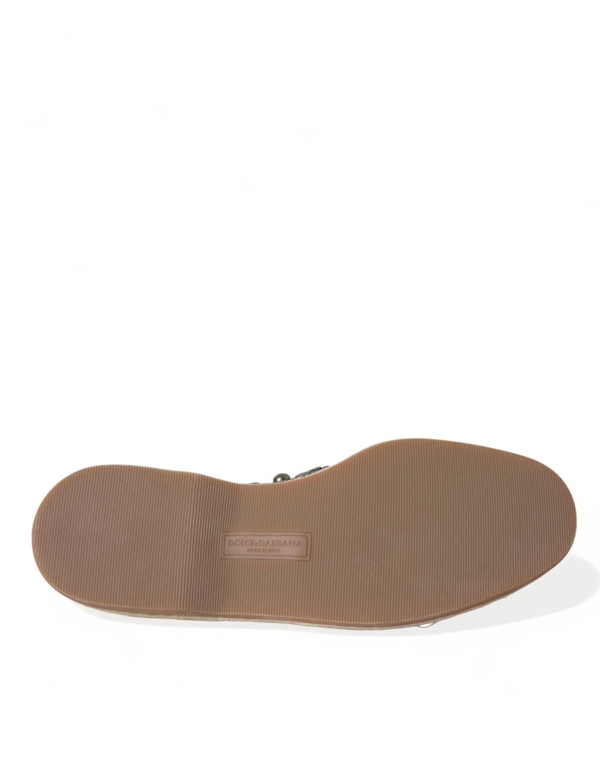 Dolce &amp; Gabbana Studded Canvas Loafer Slipper Shoes