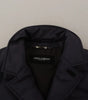 Dolce & Gabbana Blue Silk Goat Coat Blouson Winter Jacket