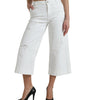 Dolce &amp; Gabbana Elegant White Mid-Waist Denim Cropped Jeans