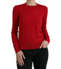 Dolce & Gabbana Red Wool Knitted Crew Neck Pullover Sweater