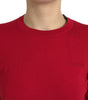 Dolce & Gabbana Red Wool Knitted Crew Neck Pullover Sweater