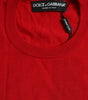 Dolce & Gabbana Red Wool Knitted Crew Neck Pullover Sweater