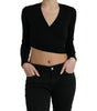 Dolce & Gabbana Black Wool V-neck Crossed Cardigan Sweater