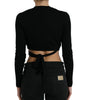 Dolce & Gabbana Black Wool V-neck Crossed Cardigan Sweater