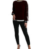 Dolce & Gabbana Bordeaux Velvet Round Neck Pullover Sweater
