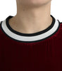 Dolce & Gabbana Bordeaux Velvet Round Neck Pullover Sweater