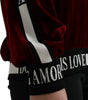 Dolce & Gabbana Bordeaux Velvet Round Neck Pullover Sweater