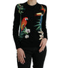 Dolce & Gabbana Black Bird Wool Long Sleeve Cardigan Sweater