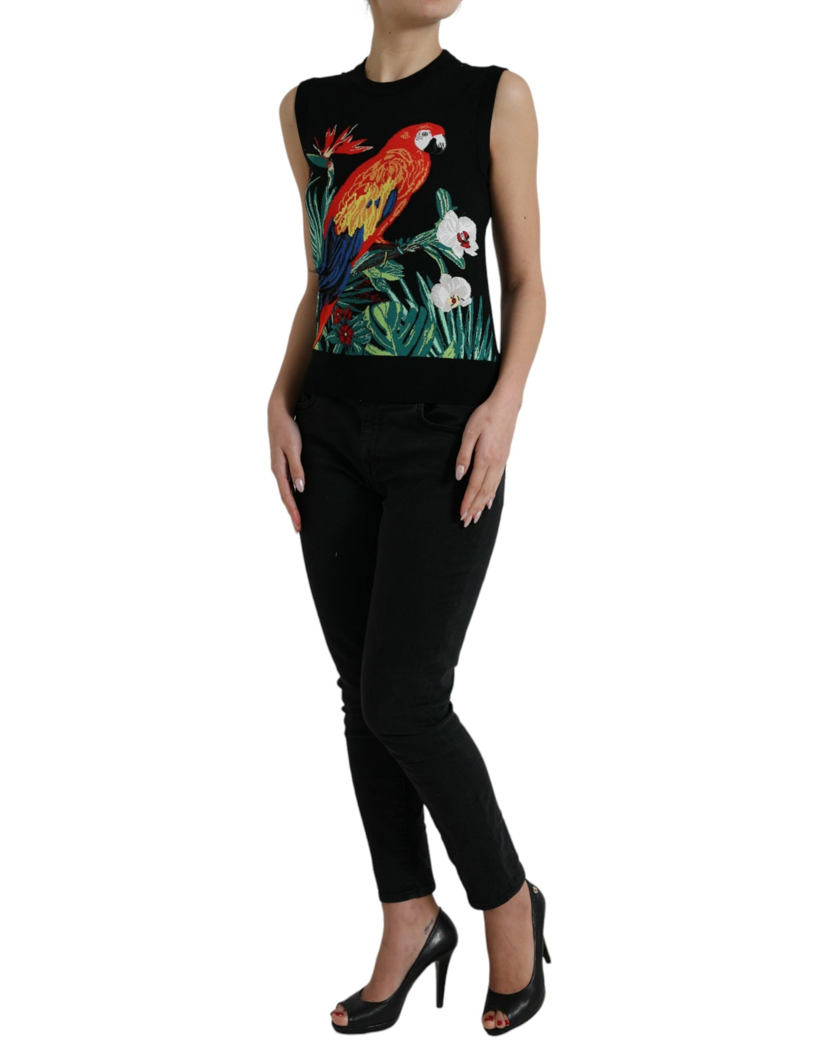 Débardeur ras du cou élégant imprimé jungle Dolce & Gabbana