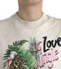 Dolce & Gabbana Beige Jungle Printed Cotton Pullover Sweater