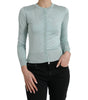 Dolce & Gabbana Light Blue Silk Crew Neck Cardigan Sweater