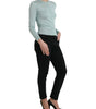 Dolce & Gabbana Light Blue Silk Crew Neck Cardigan Sweater