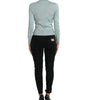Dolce & Gabbana Light Blue Silk Crew Neck Cardigan Sweater
