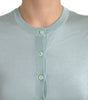 Dolce & Gabbana Light Blue Silk Crew Neck Cardigan Sweater
