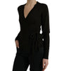 Dolce & Gabbana Black Wool V-neck Crossed Cardigan Sweater