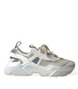 Dolce & Gabbana Beige White Daymaster Low Top Leather Sneakers Shoes