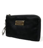 Dolce & Gabbana Elite Black Nylon & Leather Pouch with Logo Detail