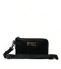 Dolce & Gabbana Elegant Black Nylon Leather Pouch with Silver Details